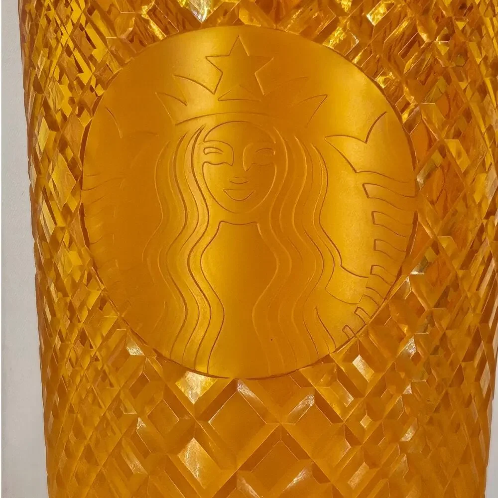 STARBUCKS COLLECTIBLE TUMBLER – VIBRANT YELLOW – TEXTURED SURFACE – 24OZ
